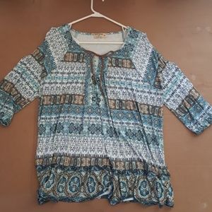 Cold shoulder, quarter sleeve blouse